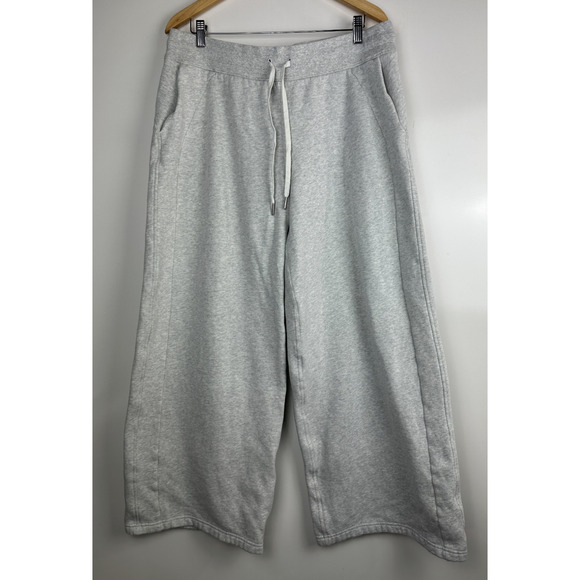 Lululemon Scuba Mid-Rise Wide-Leg Pant Full Length Heathered Light Gray Size 14 - Picture 2 of 14